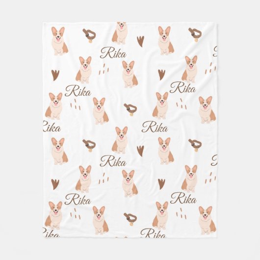 Personalisierte Corgi-Hunde-Babydecke | Benutzerde Fleecedecke (Vorderseite)
