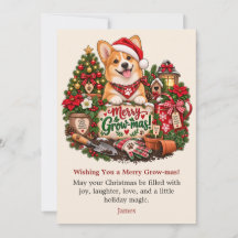 Personalisierte Corgi-Weihnachtskarte, Gartenliebh