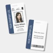 Personalisierte Corporate Certified Employee Blue  Ausweis (Vorder- & Rückseite)