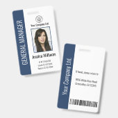Personalisierte Corporate Employee Blue ID Ausweis (Vorder- & Rückseite)
