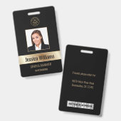 Personalisierte Corporate Employee Gold Black ID Ausweis (Vorder- & Rückseite)