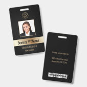 Personalisierte Corporate Employee Gold Black ID Ausweis (Vorder- & Rückseite)