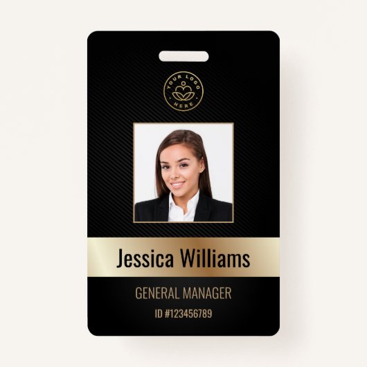 Personalisierte Corporate Employee Gold Black ID Ausweis (Vorderseite)