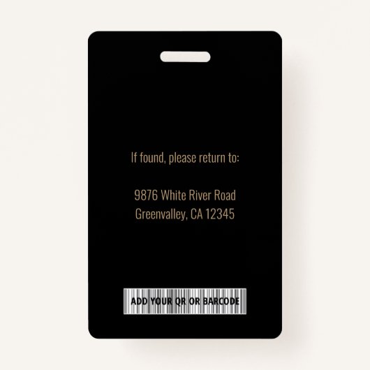 Personalisierte Corporate Employee Gold Black ID Ausweis (Rückseite)