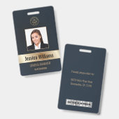 Personalisierte Corporate Employee Gold Blue ID Ausweis (Front & Back)