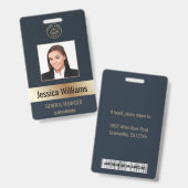 Personalisierte Corporate Employee Gold Blue ID Ausweis (Front & Back)