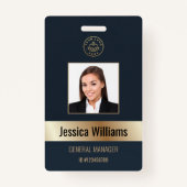 Personalisierte Corporate Employee Gold Blue ID Ausweis (Vorderseite)