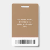 Personalisierte Corporate Employee ID Brown Ausweis (Back)