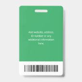 Personalisierte Corporate Employee ID Green Ausweis (Back)