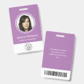 Personalisierte Corporate Employee ID Lila Ausweis (Front & Back)