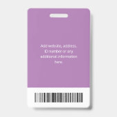 Personalisierte Corporate Employee ID Lila Ausweis (Back)