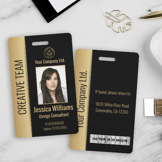 Personalisierte Corporate Employee Luxury Black ID Ausweis