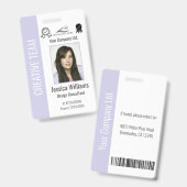 Personalisierte Corporate Employee Pastel Lavender Ausweis (Front & Back)