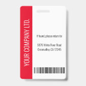 Personalisierte Corporate Employee Red ID Ausweis (Back)