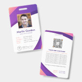 Personalisierte Corporate Modern Violet Mitarbeite Ausweis (Vorder- & Rückseite)