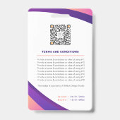Personalisierte Corporate Modern Violet Mitarbeite Ausweis (Rückseite)
