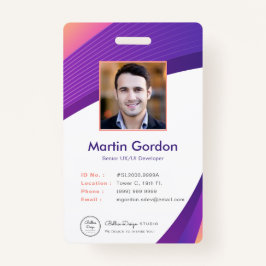 Personalisierte Corporate Modern Violet Mitarbeite Ausweis