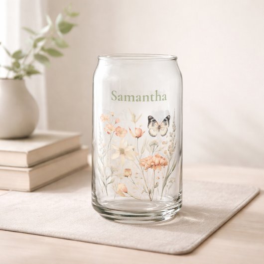 Personalisierte Cottagecore Blumen Dosenglas