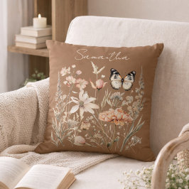Personalisierte Cottagecore Blumen und Schmetterli Kissen