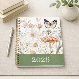 Personalisierte Cottagecore Florale Butterfly Planer
