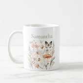 Personalisierte Cottagecore-Wildblume Kaffeetasse (Links)