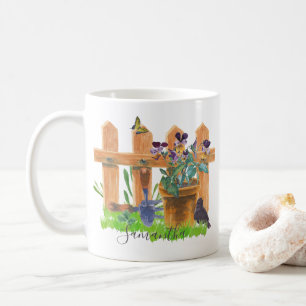 Personalisierte Country-Garten-Aquarellszene Kaffeetasse