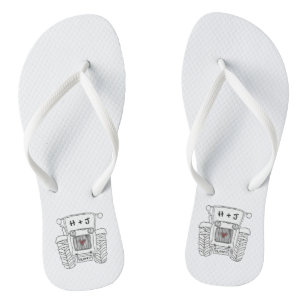 Personalisierte Country Wedding Traktor Flip Flops Badesandalen