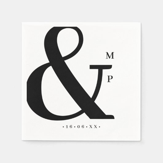 Personalisierte Couple Modern Monogram Wedding Serviette (Vorderseite)