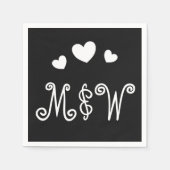 Personalisierte Couple Monogram Liebe Paper Napkin Serviette (Vorderseite)