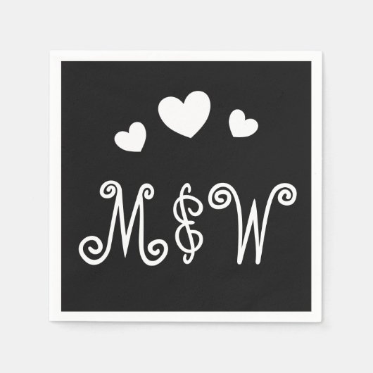 Personalisierte Couple Monogram Liebe Paper Napkin Serviette (Vorderseite)