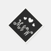 Personalisierte Couple Monogram Liebe Paper Napkin Serviette (Ecke)