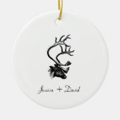 Personalisierte Couple Names Weihnachtsmann Keramik Ornament (Vorne)