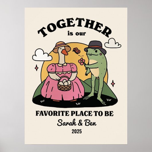 Personalisierte Couple Print, Custom Frog Illustra Poster (Vorne)