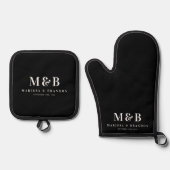 Personalisierte Couple Wedding Monogram Initial Bl Ofenhandschuh & Topflappen-Set (Vorderseite)