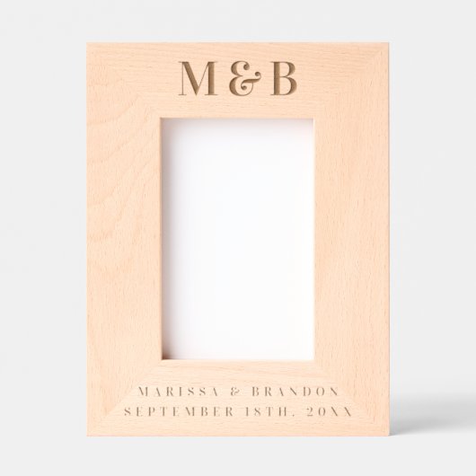 Personalisierte Couple Wedding Monogram Initials Geätzte Rahmen (Vorderseite)
