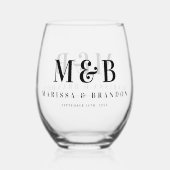 Personalisierte Couple Wedding Monogram Initials Weinglas Ohne Stiel (Vorderseite)
