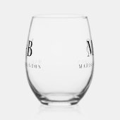 Personalisierte Couple Wedding Monogram Initials Weinglas Ohne Stiel (Links)