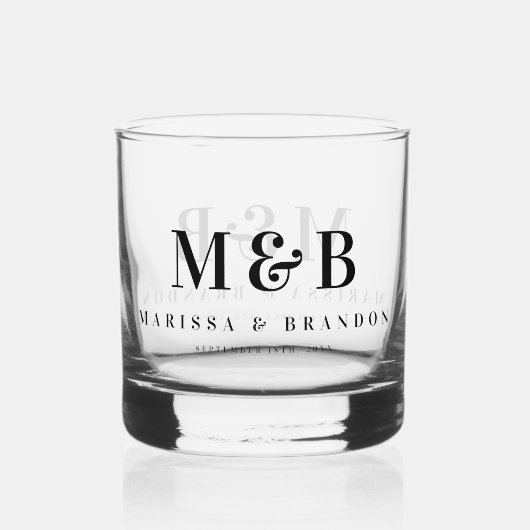 Personalisierte Couple Wedding Monogram Initials Whiskyglas (Vorderseite)