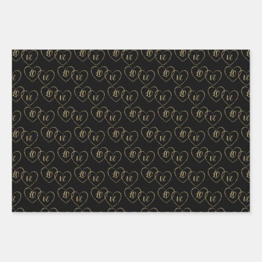 Personalisierte Coupons Gold und Black Heart Charm Geschenkpapier Set (Vorderseite 2)