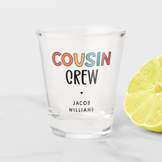 Personalisierte Cousin Crew Matching Cousin Gesche Schnapsglas (Vorderseite)
