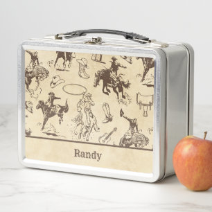Personalisierte Cowboy-Western-Rodeo-Pferde Metall Brotdose