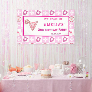 Personalisierte Cowgirl-Geburtstagsfeier in Rosa Banner