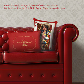 Personalisierte Cowgirl Midwest Queen of Hearts Ca Dekokissen