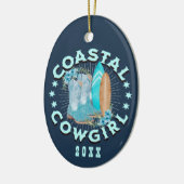 Personalisierte Cowgirl Weihnachten Keramik Ornament (Links)