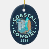 Personalisierte Cowgirl Weihnachten Keramik Ornament (Vorne)