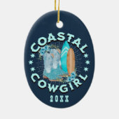 Personalisierte Cowgirl Weihnachten Keramik Ornament (Hinten)