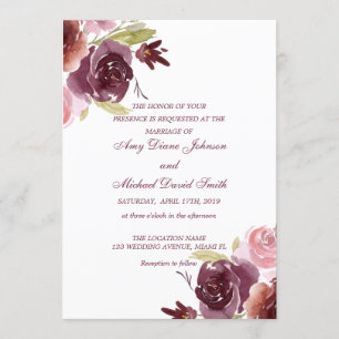Personalisierte Cranberry & Sage Green Wedding Einladung
