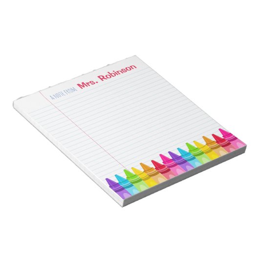 Personalisierte Crayon-farbige Lehrerin - Notepad Notizblock (angewinkelt)