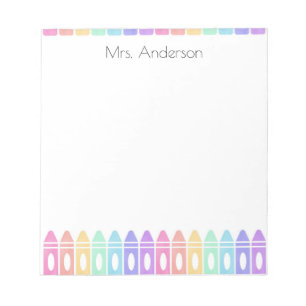 Personalisierte Crayon Kindergarten Lehrer Notepad Notizblock