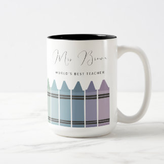 Personalisierte Crayon Rainbow Welten Bester Lehre Zweifarbige Tasse